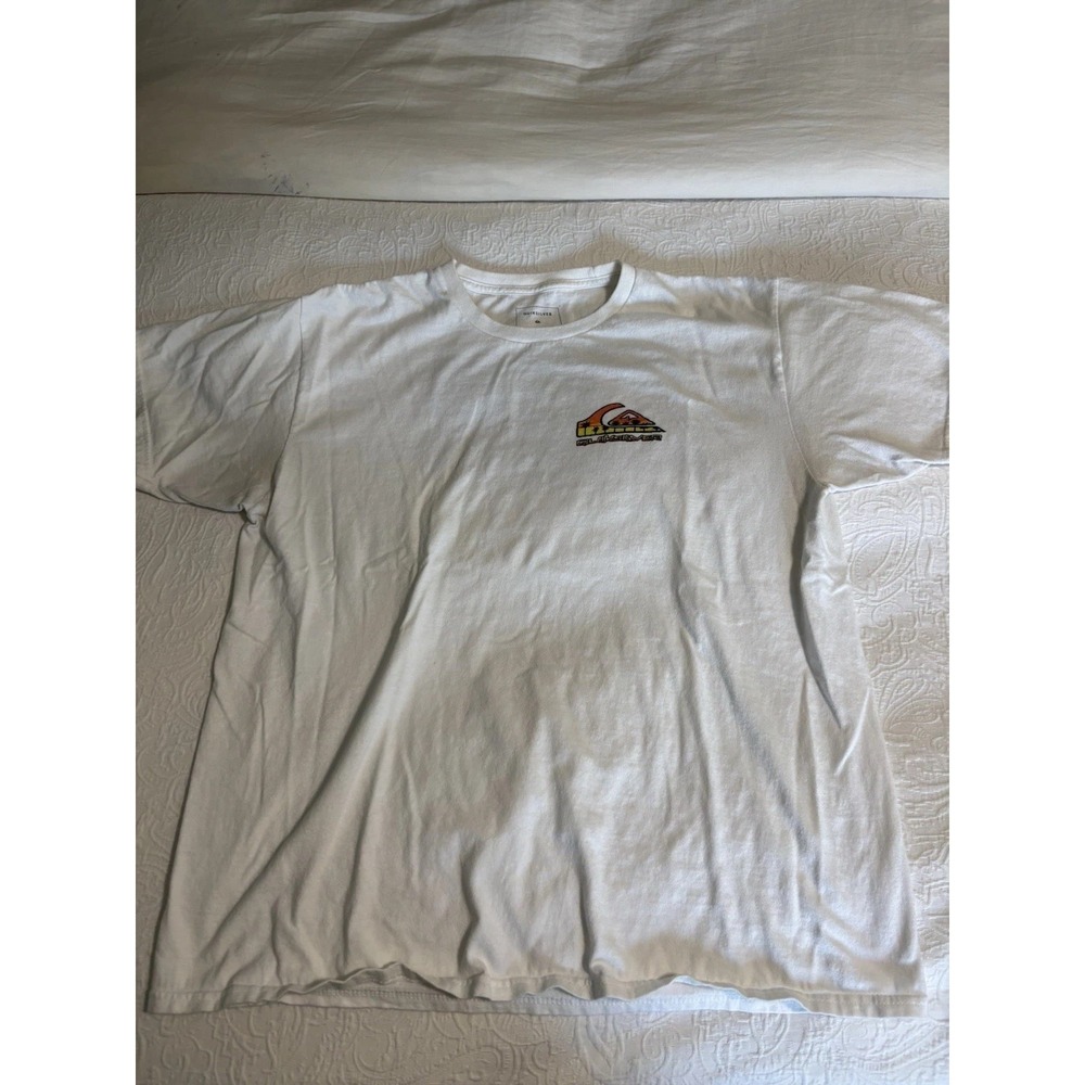 Quiksilver Mens White Graphic T-Shirt Las Vegas Surf Logo Cotton Size Large